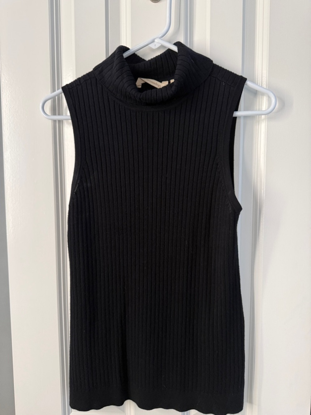 Soft Surroundings Black Sleeveless Ribbed Turtleneck